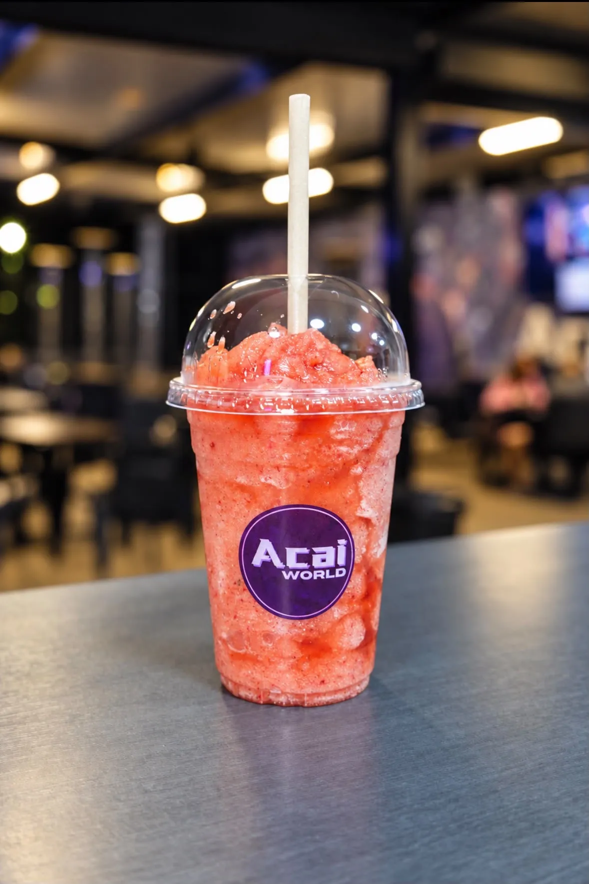 Fresh red fruit crush in an Açaí World cup